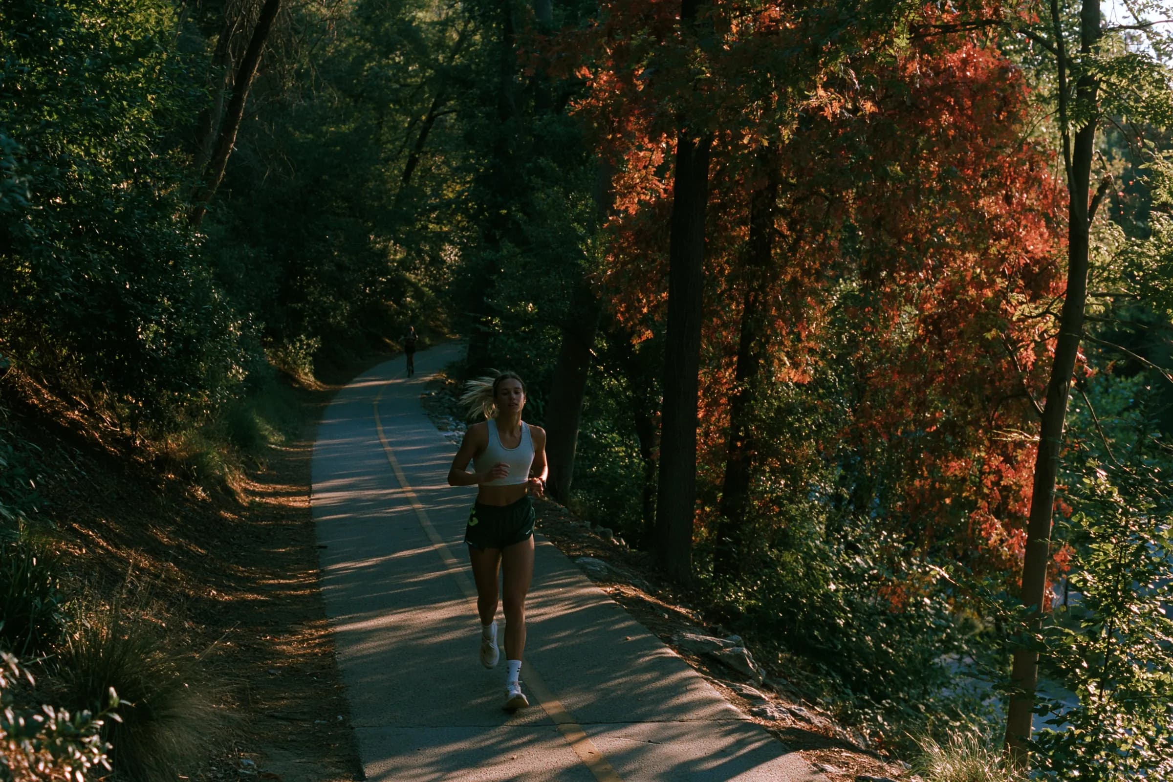 A couple walking outdoors in the morning light