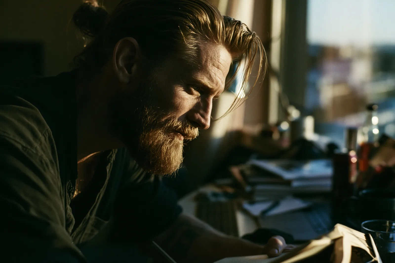 Person focused at work